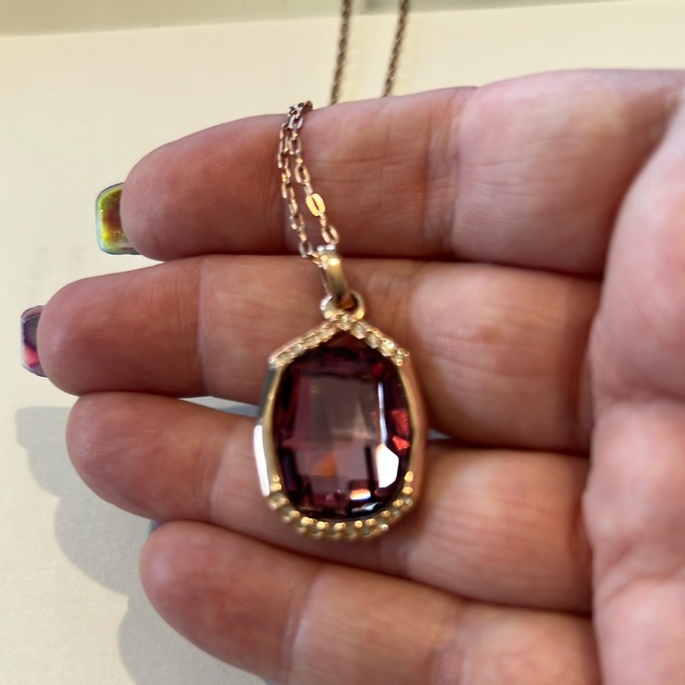 Swarovski large PINK DIAMOND 💎 CUT WITH WHITE SWAROVSKI CRYSTALS necklace